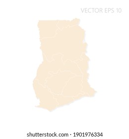 Blank map of Ghana High detailed Set Sail Champagne silhouettes. White outline. Vector illustration EPS10.