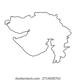 Blank map of Gujarat isolated on white background. Vector illustration