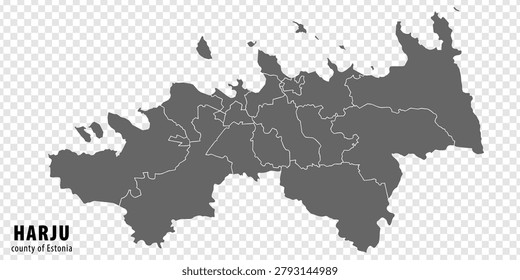 Blank map Harju County of  Estonia. High quality map Harju County on transparent background for your web site design, app, UI.  Estonia.  EPS10.