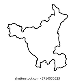 Mapa en blanco de Haryana aislado sobre fondo blanco. Ilustración vectorial