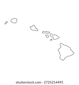 Leere Karte von Hawaii einzeln auf weißem Hintergrund. Vektorgrafik