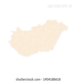 Blank map of Hungary High detailed Set Sail Champagne silhouettes. White outline. Vector illustration EPS10.