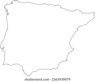 Blank Map of Iberia with Thin Outline