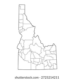 Mapa em branco de Idaho isolado no fundo branco. Ilustração vetorial
