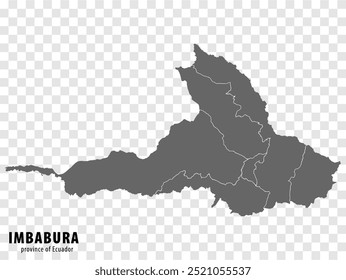 Mapa em branco Imbabura Province of Ecuador Mapa de alta qualidade Imbabura com municípios em fundo transparente para o seu design de site, logotipo, aplicativo, UI. Equador.  EPS10 