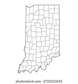 Mapa en blanco de Indiana aislado sobre fondo blanco. Ilustración vectorial