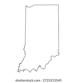 Mapa en blanco de Indiana aislado sobre fondo blanco. Ilustración vectorial