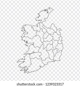 Blank map Ireland. High quality map Ireland with provinces on transparent background for your web site design, logo, app, UI. Stock vector. Vector illustration EPS10.