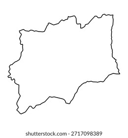 Mapa en blanco de Huíla aislado sobre fondo blanco. Ilustración vectorial