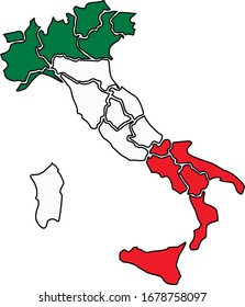 Blank map of Italy divided into administrative regions.