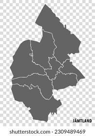 Blank map Jamtland  County  of  Sweden. High quality map Jamtland  County on transparent background for your web site design, logo, app, UI.  Sweden.  EPS10.