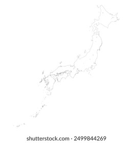 Mapa en blanco de Japón aislado sobre fondo blanco. Ilustración vectorial