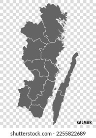 Blank map Kalmar County of  Sweden. High quality map Kalmar County on transparent background for your web site design, logo, app, UI.  Sweden.  EPS10.