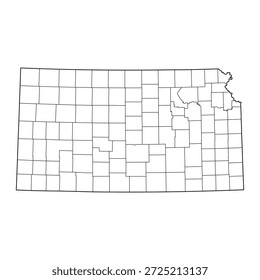 Blank map of Kansas isolated on white background. Vector illustration