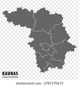 Blank map Kaunas County  of  Lithuania. High quality map Kaunas County on transparent background for your web site design, logo, app, UI.  Lithuania.  EPS10.