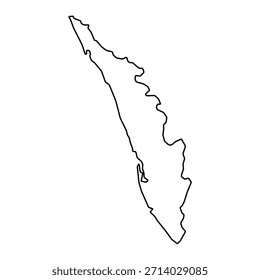 Blank map of Kerala isolated on white background. Vector illustration