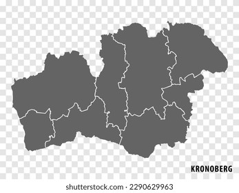 Blank map Kronoberg County  of  Sweden. High quality map Kronoberg County on transparent background for your web site design, logo, app, UI.  Sweden.  EPS10.