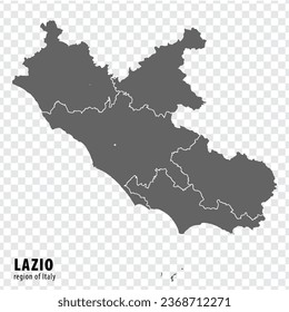 Blank map Lazio of Italy. High quality map Region Lazio with municipalities on transparent background for your web site design, logo, app, UI.  EPS10.