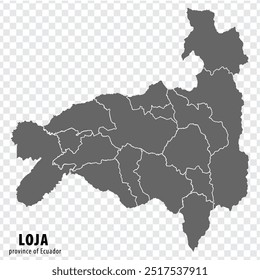 Mapa em branco Loja Province of Ecuador Mapa de alta qualidade Loja com municípios em fundo transparente para o seu design do site, logotipo, aplicativo, UI. Equador.  EPS10 