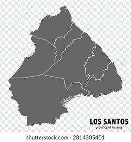 Blank map Los Santos Province of Panama. High quality map Los Santos Province on transparent background for your web site design, app, UI.  Panama.  EPS10.