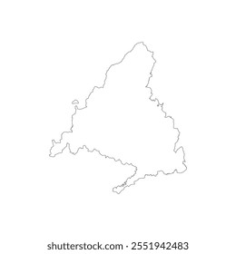 Blank map of Madrid isolated on white background. Vector illustration