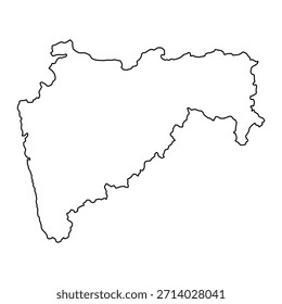 Mapa en blanco de Maharashtra aislado sobre fondo blanco. Ilustración vectorial