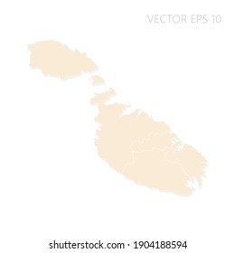 Blank map of Malta High detailed Set Sail Champagne silhouettes. White outline. Vector illustration EPS10.