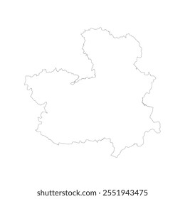 Mapa em branco de Castilla-La Manch isolado no fundo branco. Ilustração vetorial