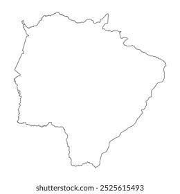 Mapa en blanco del estado de Mato Grosso do Sul aislado sobre fondo blanco. Ilustración vectorial