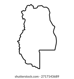 Mapa en blanco de Mendoza aislado sobre fondo blanco. Ilustración vectorial