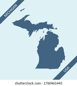 Blank map of Michigan USA