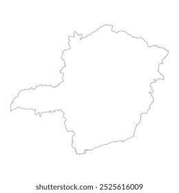 Mapa en blanco del estado de Minas Gerais aislado sobre fondo blanco. Ilustración vectorial