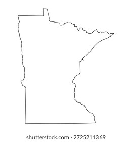 Mapa en blanco de Minnesota aislado sobre fondo blanco. Ilustración vectorial