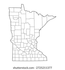 Blank map of Minnesota isolated on white background. Vector illustration