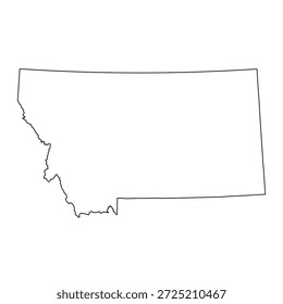 Mapa em branco de Montana isolado no fundo branco. Ilustração vetorial