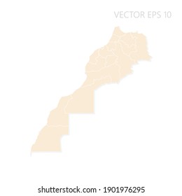 Blank map of Morocco High detailed Set Sail Champagne silhouettes. White outline. Vector illustration EPS10.