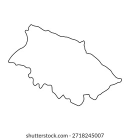 Mapa en blanco de la región económica montañosa de Shirvan aislada sobre fondo blanco. Ilustración vectorial