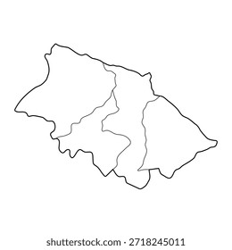 Mapa em branco da região econômica de Shirvan com a sua divisão administrativa isolada sobre fundo branco. Ilustração vetorial