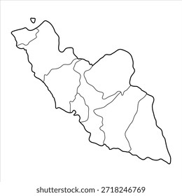 Mapa em branco da região econômica de Nakhchivan com sua divisão administrativa isolada no fundo branco. Ilustração vetorial