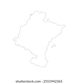 Mapa em branco de Navarra isolado no fundo branco. Ilustração vetorial