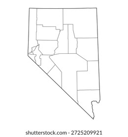 Leere Karte von Nevada einzeln auf weißem Hintergrund. Vektorgrafik