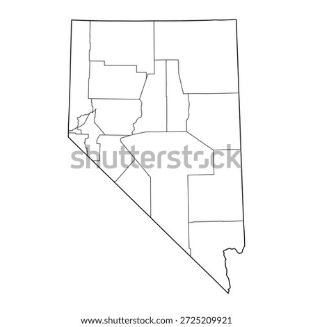Blank map of Nevada isolated on white background. Vector illustration