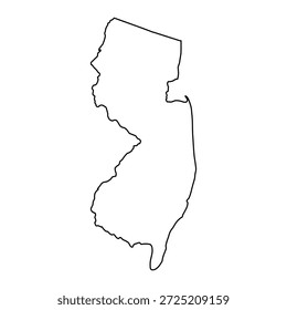 Mapa em branco de New Jersey isolado no fundo branco. Ilustração vetorial