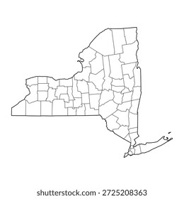 Leere Karte von New York einzeln auf weißem Hintergrund. Vektorgrafik