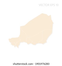 Blank map of Niger High detailed Set Sail Champagne silhouettes. White outline. Vector illustration EPS10.
