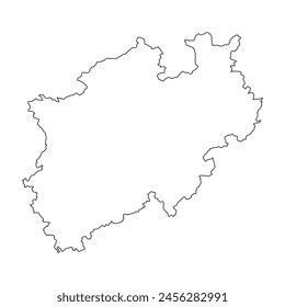 Mapa en blanco de Renania del Norte-Westfalia aislado sobre fondo blanco. Ilustración vectorial