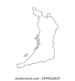 Mapa en blanco de la prefectura de Osaka aislado sobre fondo blanco. Ilustración vectorial