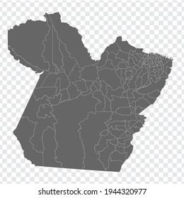 Blank map Para of Brazil. High quality map Para with municipalities on transparent background for your web site design, logo, app, UI.  Brazil.  EPS10.  