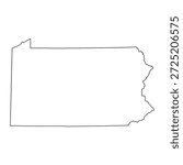 Blank map of Pennsylvania isolated on white background. Vector illustration