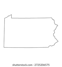 Mapa en blanco de Pensilvania aislado sobre fondo blanco. Ilustración vectorial